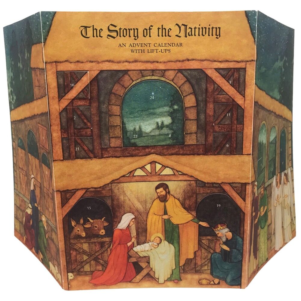 Hallmark Story Of The Nativity First Christmas Cardstock Lift-Up Advent Calendar